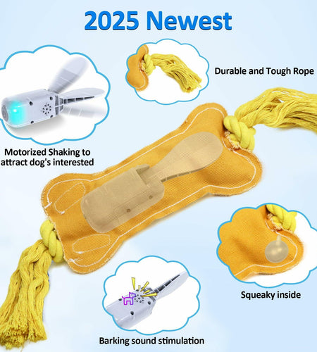 BENTOPAL Interactive Squeaky Dog Bone Toy Motion Activated Small Puppy