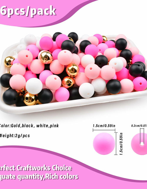 Load image into Gallery viewer, 96PCS 15mm Silicone Beads,4 Colors Silicone Beads Kit for Keychain Making

