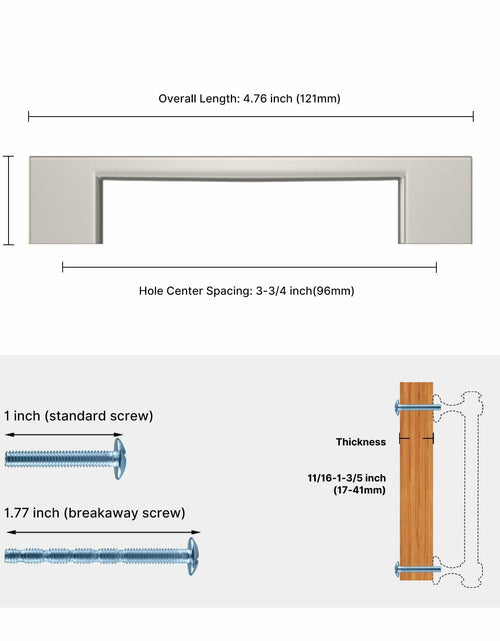 Load image into Gallery viewer, Haliwu 6 Pack Black Cabinet Handles 3-3/4 Inch Hole Center Modern Pulls
