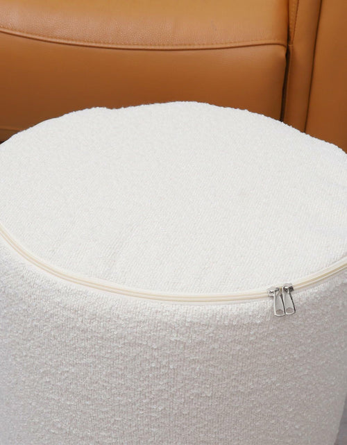 Load image into Gallery viewer, Flower Pouf Ottoman Full Foam 18x15 Inch Ivory Black Floor Pouf
