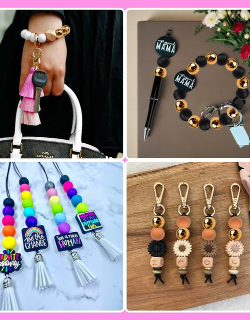Load image into Gallery viewer, 96PCS 15mm Silicone Beads,4 Colors Silicone Beads Kit for Keychain Making
