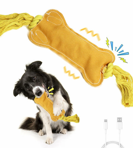 BENTOPAL Interactive Squeaky Dog Bone Toy Motion Activated Small Puppy