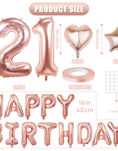 Load image into Gallery viewer, Rose Gold Happy Birthday Balloons Banner 16 Inch Mylar Foil 21st Party

