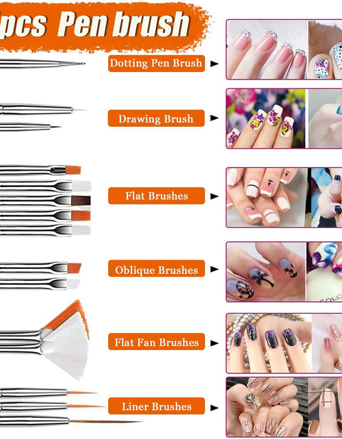 Load image into Gallery viewer, JOYJULY Nail Art Brushes Kit with Rhinestones Stickers Glitters Multi
