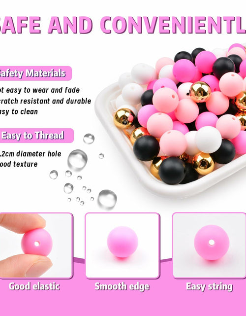 Load image into Gallery viewer, 96PCS 15mm Silicone Beads,4 Colors Silicone Beads Kit for Keychain Making
