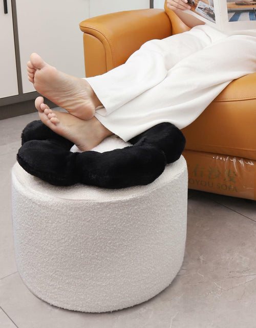 Load image into Gallery viewer, Flower Pouf Ottoman Full Foam 18x15 Inch Ivory Black Floor Pouf
