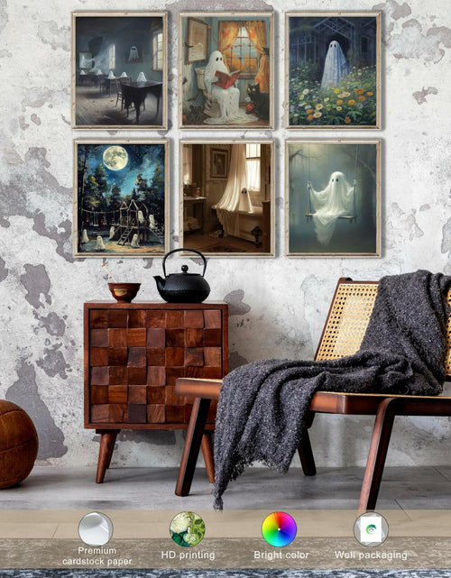Load image into Gallery viewer, HD WOOD CRAFT Halloween Ghost Wall Art Prints Vintage Posters Unframed
