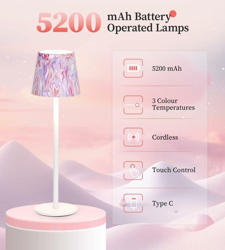 Faithorse Cordless Table Lamp Oil Painting Series Dimmable Pink 5200mAh