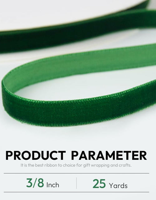 Load image into Gallery viewer, Quhora Velvet Ribbon 3/8in x 25yd Spool Forest Green Velvet Craft Ribbon
