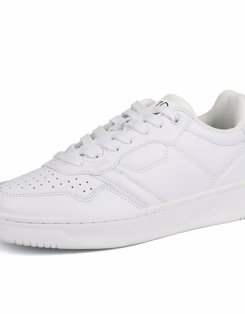 Load image into Gallery viewer, JABASIC Women Genuine Leather Platform Sneakers Lace-Up White/Fuchsia Size 7
