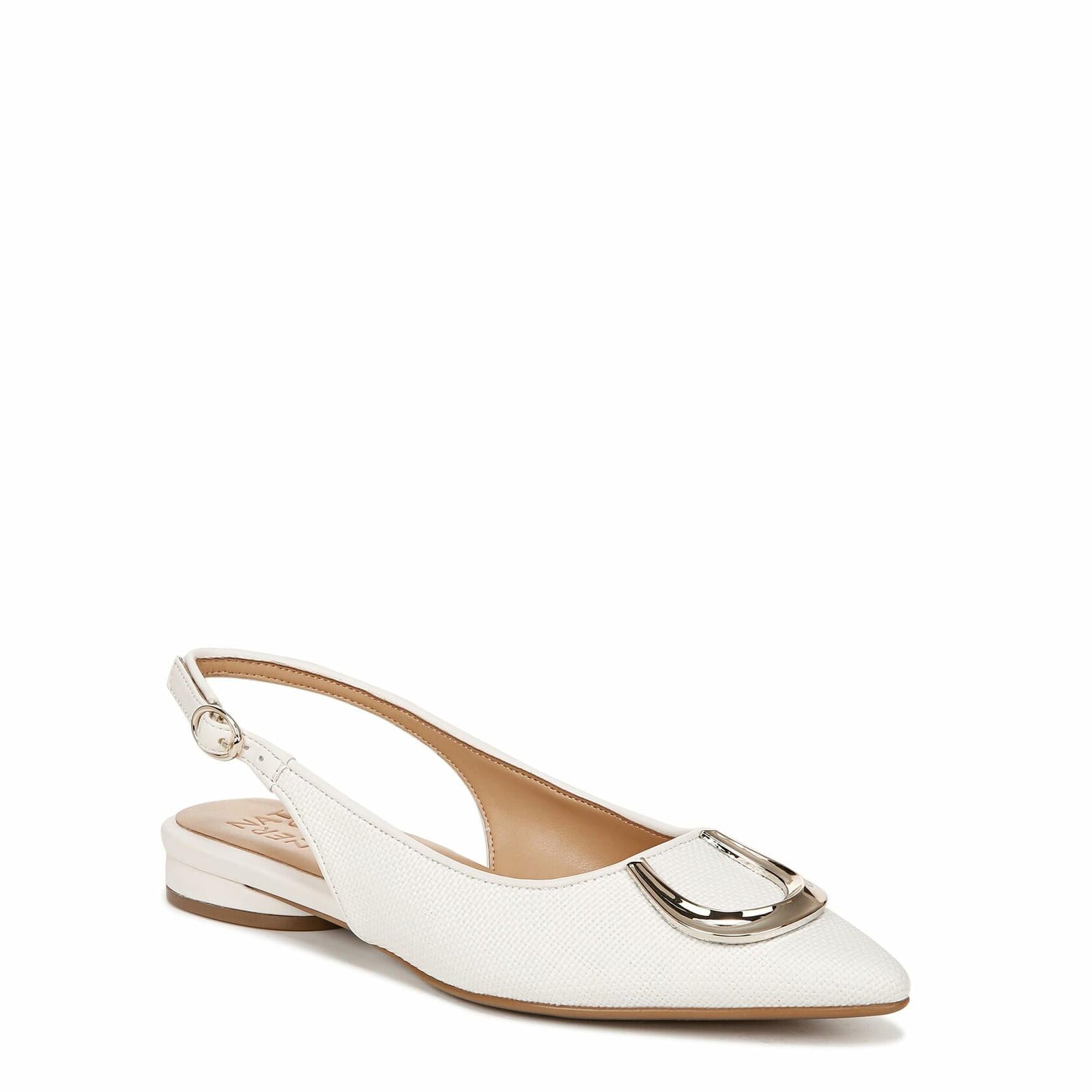 Naturalizer Womens Bixby Pointed Toe Slingback Flat Warm White Size 7.5 M