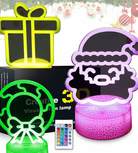 JHXLAMP Christmas Wreath Night Light 16 Color Change Santa Claus Decor