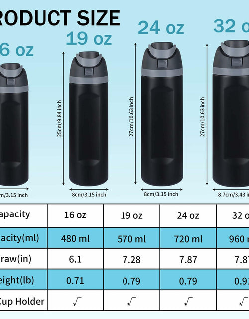 Load image into Gallery viewer, Sports Water Bottle 1L Leakproof Portable Black Gym Outdoor Travel
