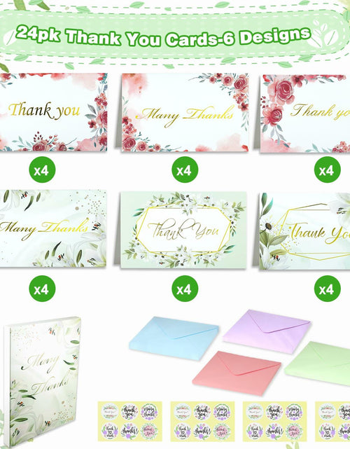 Load image into Gallery viewer, TOPJING 24 Heavy Duty Thank You Cards with Envelopes Gold Foil 4.15x6.5 Inch

