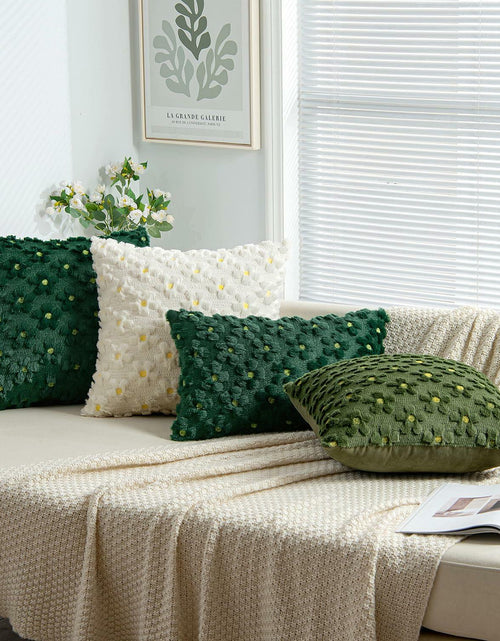Load image into Gallery viewer, EMEMA Decorative Throw Pillow Covers 18x18 Inch Set of 2 Green Plush Soft
