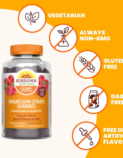 Load image into Gallery viewer, BestBy06/25 Sundown Magnesium Citrate Gummies Raspberry Flavor 60 Count

