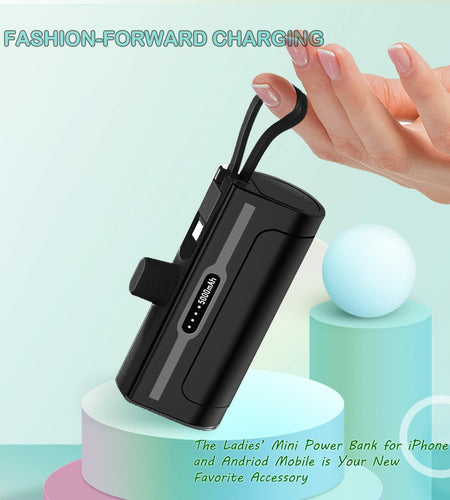 SYSFUN 4800mAh Portable Power Bank USB-C Charger Black