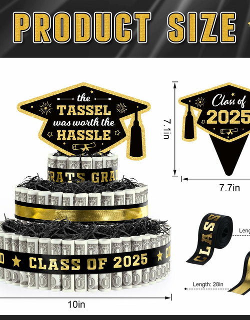 Load image into Gallery viewer, 3 Tier Black Gold Graduation Cap Cake Party Decor Gifts Class of 2025
