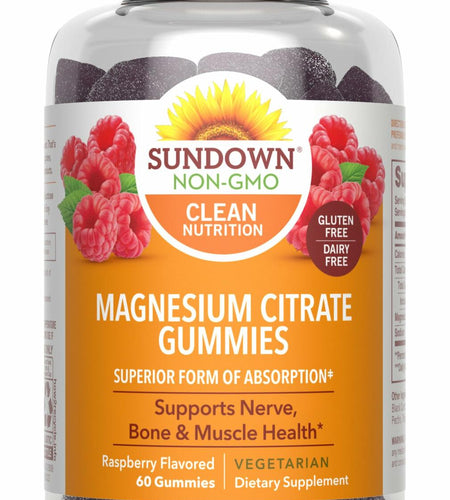 BestBy06/25 Sundown Magnesium Citrate Gummies Raspberry Flavor 60 Count