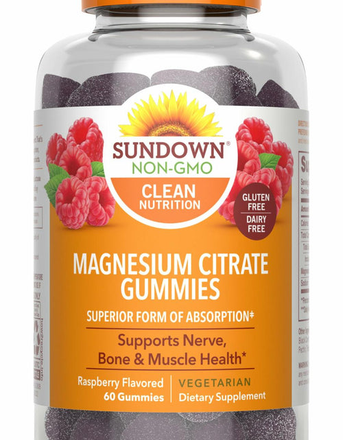 Load image into Gallery viewer, BestBy06/25 Sundown Magnesium Citrate Gummies Raspberry Flavor 60 Count
