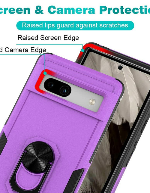 Load image into Gallery viewer, Byvowta Shockproof Case Google Pixel 7a Purple 1 Pack Built-in Ring Kickstand
