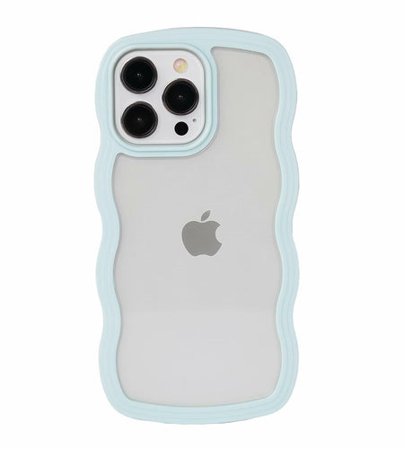 Weycolor iPhone 13 Pro Max TPU Shockproof Case Blue Kawaii Curly Wave