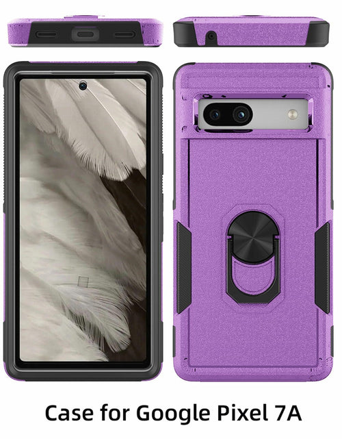 Load image into Gallery viewer, Byvowta Shockproof Case Google Pixel 7a Purple 1 Pack Built-in Ring Kickstand
