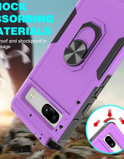Load image into Gallery viewer, Byvowta Shockproof Case Google Pixel 7a Purple 1 Pack Built-in Ring Kickstand
