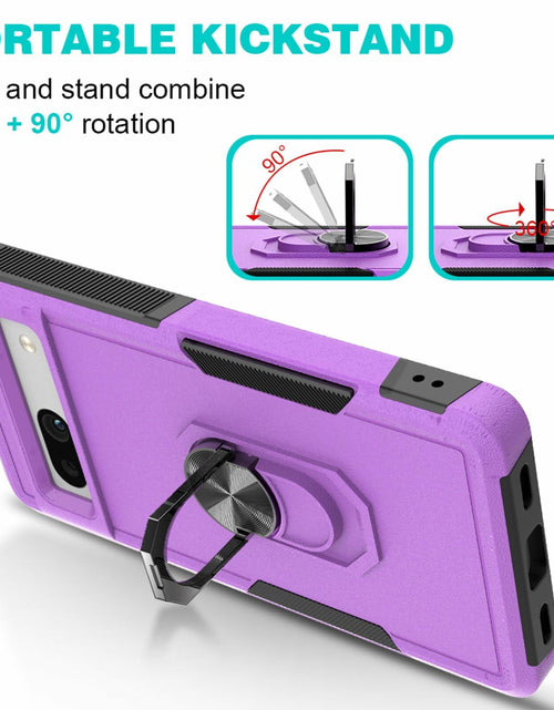 Load image into Gallery viewer, Byvowta Shockproof Case Google Pixel 7a Purple 1 Pack Built-in Ring Kickstand
