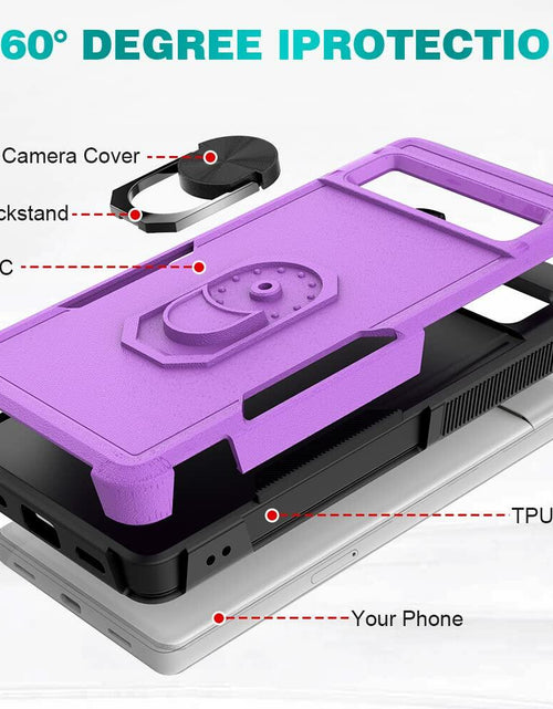 Load image into Gallery viewer, Byvowta Shockproof Case Google Pixel 7a Purple 1 Pack Built-in Ring Kickstand
