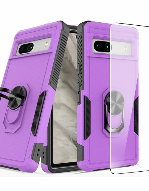 Load image into Gallery viewer, Byvowta Shockproof Case Google Pixel 7a Purple 1 Pack Built-in Ring Kickstand
