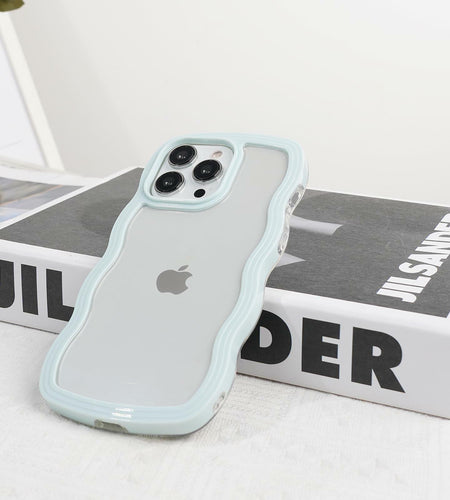 Weycolor iPhone 13 Pro Max TPU Shockproof Case Blue Kawaii Curly Wave