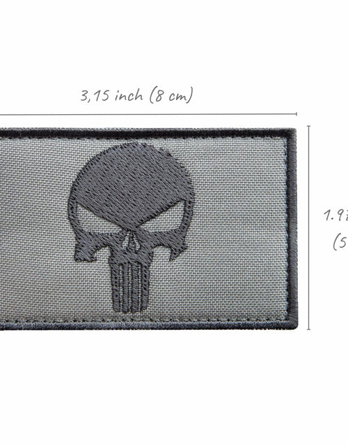Load image into Gallery viewer, Bluyellow Tactical Skull Embroidered Patches Gray 3x2in 2pcs Set
