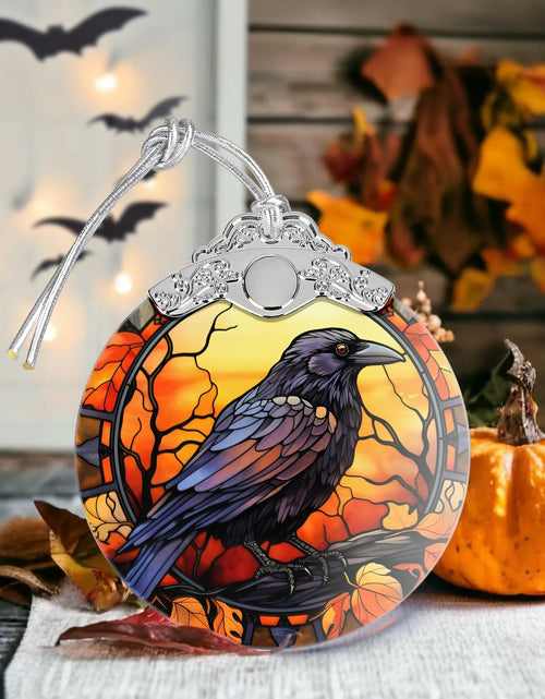 Load image into Gallery viewer, Black Cat with Hat Stained Glass Christmas Ornament Holiday Decoration
