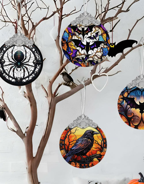 Load image into Gallery viewer, Black Cat with Hat Stained Glass Christmas Ornament Holiday Decoration
