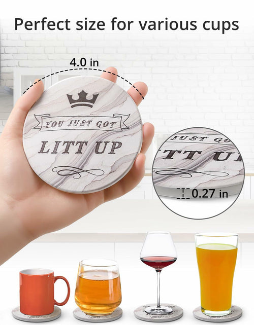 Load image into Gallery viewer, White Elephant Marble Ceramic Drink Coasters Set of 8 with Holder
