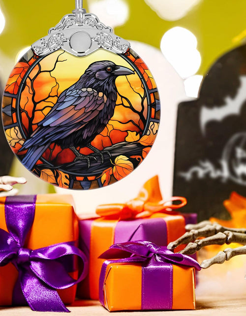 Load image into Gallery viewer, Black Cat with Hat Stained Glass Christmas Ornament Holiday Decoration

