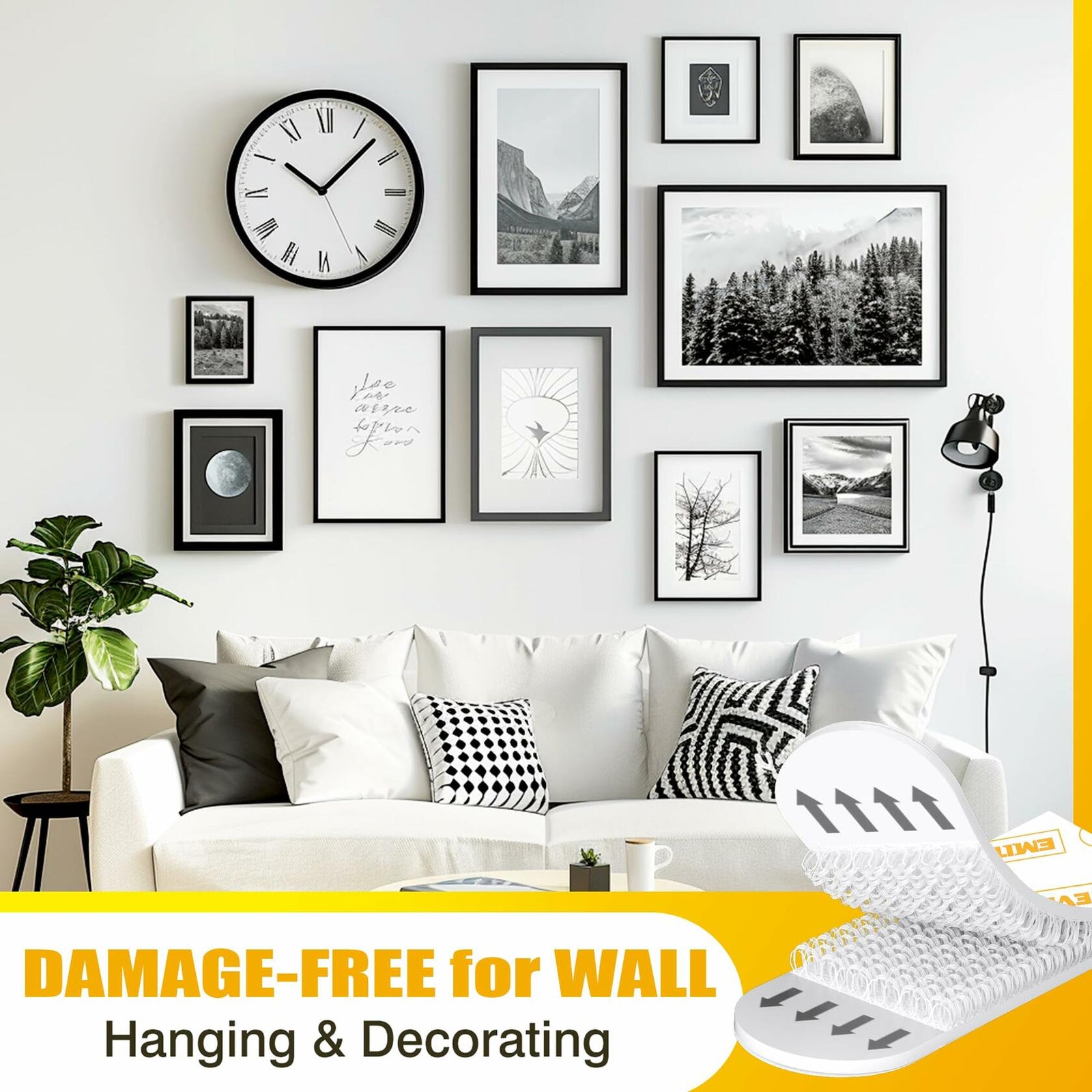 EMITEVER Heavy Duty Picture Hanging Strips Medium White 20 Pairs 40 Strips