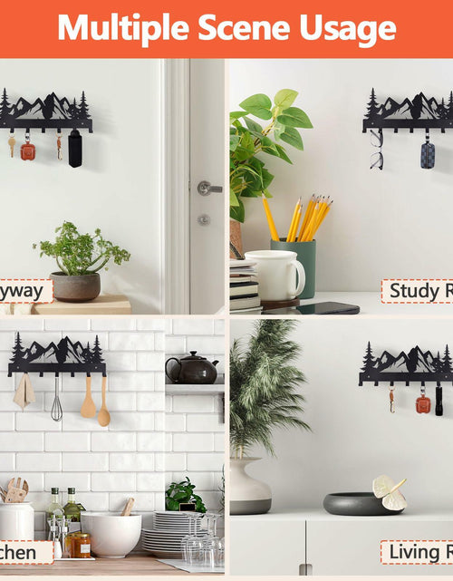 Load image into Gallery viewer, FIPUTE Metal Wall Key Holder with 7 Hooks Black Organizer Rack
