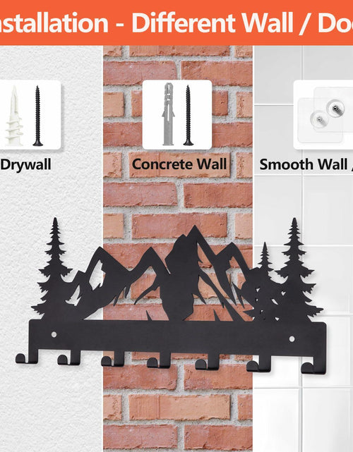 Load image into Gallery viewer, FIPUTE Metal Wall Key Holder with 7 Hooks Black Organizer Rack
