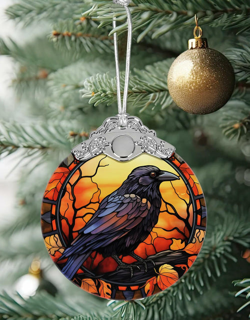 Load image into Gallery viewer, Black Cat with Hat Stained Glass Christmas Ornament Holiday Decoration
