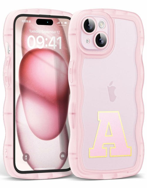 Load image into Gallery viewer, Hasoncase iPhone 13 Case Personalized Initials Curly Wave TPU Clear Pink 6.1"
