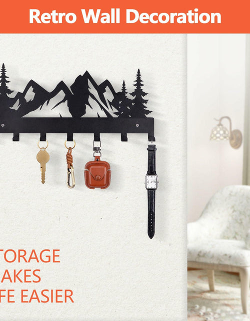 Load image into Gallery viewer, FIPUTE Metal Wall Key Holder with 7 Hooks Black Organizer Rack

