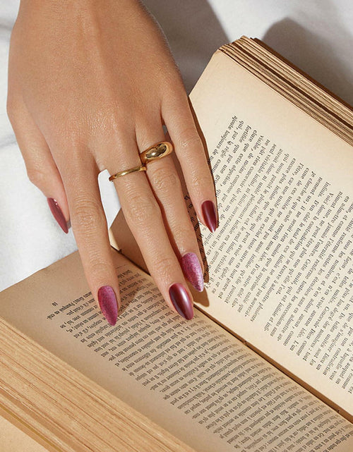Load image into Gallery viewer, Yersunsy 24Pcs Almond Long Press On Nails Glitter Bling Wine Red
