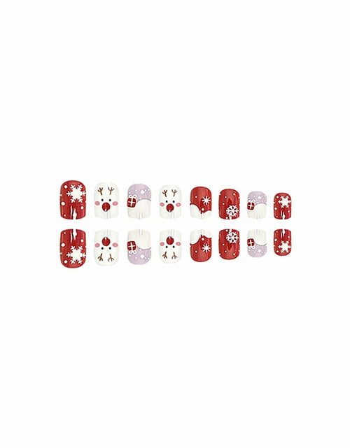 Load image into Gallery viewer, 24 Pcs Christmas Press On Nails Short Square Red Acrylic False Nails
