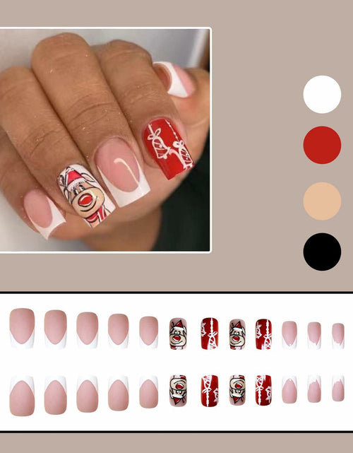 Load image into Gallery viewer, 24 Pcs Christmas Press On Nails Medium Square Purple 5D Emboss Matte
