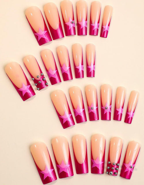 Load image into Gallery viewer, RIICFDD Fall Press On Nails Long Square Haze Blue 24 Pcs
