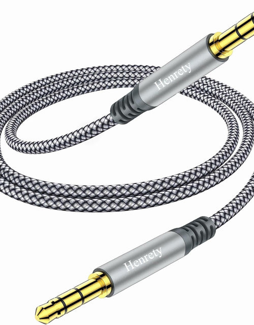 Load image into Gallery viewer, Henrety 3.5mm Nylon Braided Aux Cable 6.5ft Male to Male Gray
