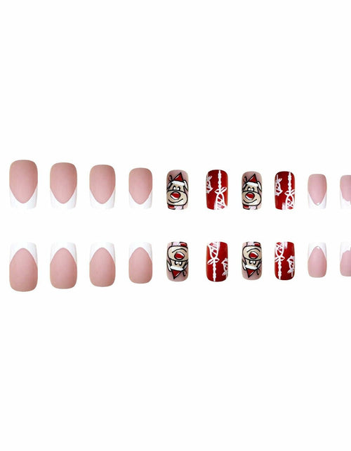 Load image into Gallery viewer, 24 Pcs Christmas Press On Nails Medium Square Purple 5D Emboss Matte
