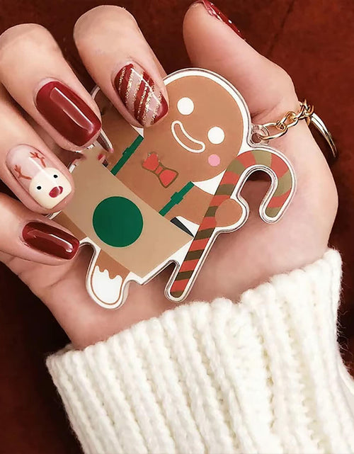 Load image into Gallery viewer, Christmas Acrylic Press On Nails Short Square Red Full Cover Cute Elk Glitter
